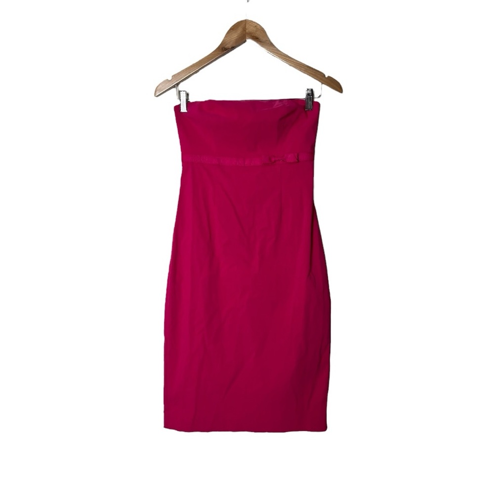 New Y2K Express Hot Pink Ribbon Strapless Dress 3